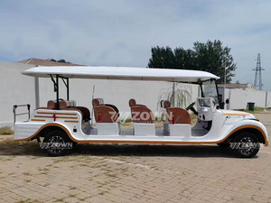 Voiture électrique de tourisme ZOWN 8 places, blanche et orange, avec toit et sièges en cuir - Product Image 1