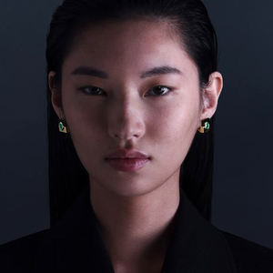 ต่างหูสตั๊ดกลมรูปวงรีสีเขียวทำจากสเตนเลสสตีลชุบทอง18K สำหรับ E251762ต่างหูผู้หญิงงานตามสั่ง - Product Image 4