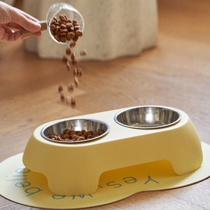 Bol double en acier inoxydable pour chiens et chats, plat d'alimentation antidérapant pour animaux de compagnie, grande capacité, forme arrondie - Product Image 1