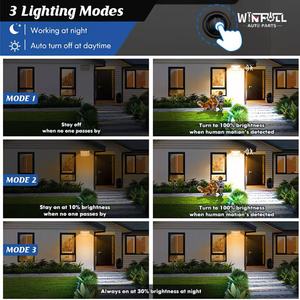 ไฟติดผนังโซลาร์เซลล์กลางแจ้ง Winfull TY01038 243/271 LED กันน้ำ 6000K แสงเดย์ไลท์ 10W 6-12 ชม. 3-5 ม. พร้อมเซ็นเซอร์อินฟราเรดสำหรับสวน - Product Image 6