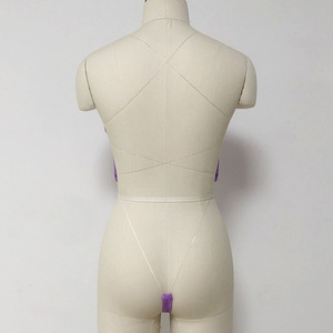 Prezzo all'ingrosso Nylon Dancer One Piece Lingerie White AB strass Sexy body Stripper outfit Ladies Exotic Dance Wear - Product Image 2