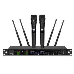 Système de microphone sans fil professionnel EIF AD4D 2 canaux UHF True Diversity cardioïde en métal avec micros portatifs pour la scène - Product Image 1