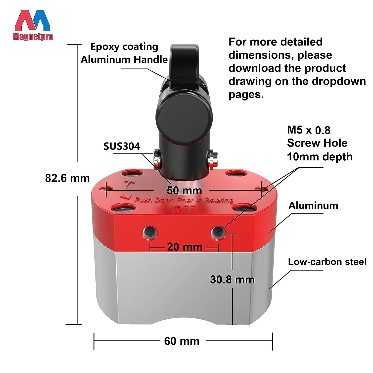 Magnetpro đa năng chuyển đổi Nam Châm 80 kg kéo lực lượng ON/OFF nam châm cho nâng, gia công & Hàn định vị