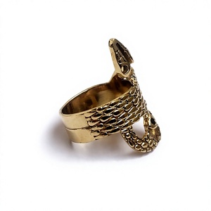 Bague ajustable en laiton, bijoux couleur or, anneau serpent, vente en gros - Product Image 2