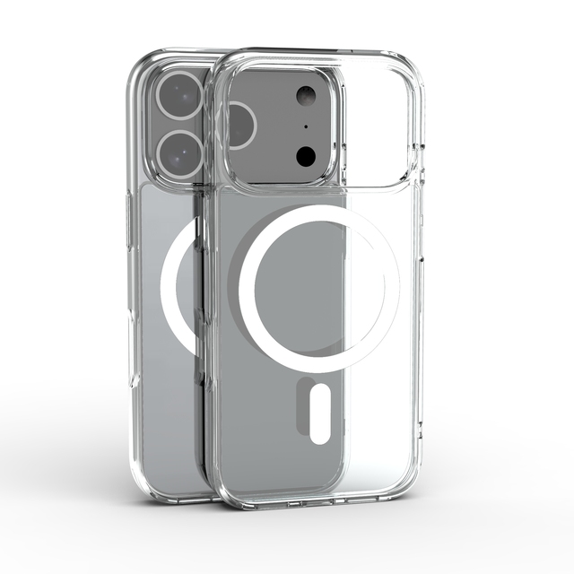 For iPhone 17 Pro Max Shockproof Magnetic Clear Phone Case TPU+PC Transparent Phone Cover
