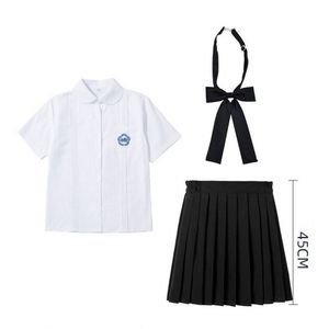 Design Girls' High School Preppy Style Student Outfit White Shirt Uniform Set Graduation Season Comfortable and Relaxed - Product Image 6