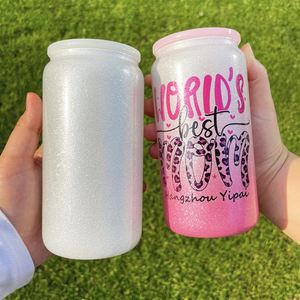 Verre à bière holographique 16 oz réfléchissant et scintillant avec couvercle en plastique et paille - Product Image 4