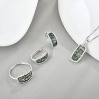 Ensemble de bijoux en argent sterling 925 faits à la main en gros avec agate de mousse en pierre naturelle