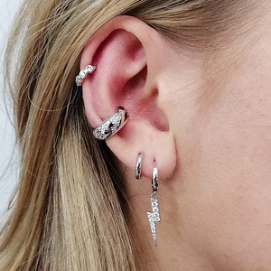 CANNER S925 Pendientes de Clip Anchos de Plata de Ley con Estrella Clásica y Circonita, Sin Perforación, Regalo para Mamá, Joyería 18K 14K - Product Image 6