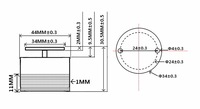 (QY44-Z2) Excitateur sonore extérieur de 1,7 pouce 20 watts, unité de haut-parleur à vibration de 44 mm