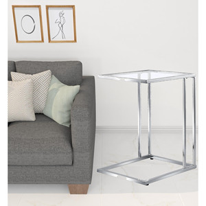 HMS 25 \ "tavolo con estremità quadrata in vetro trasparente cromato e vetro temperato Top soggiorno fattoria mobili uso interno casa - Product Image 2