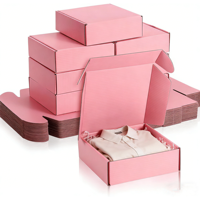 Emballage d'expédition postal en carton ondulé pour vêtements de couleur rose personnalisée, boîte d'expédition pour sous-vêtements avec logo