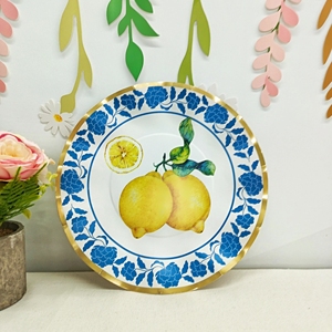 ชุดอุปกรณ์ตกแต่งปาร์ตี้ธีมสีเหลือง DAMAI ของตกแต่งปาร์ตี้ผลไม้ฤดูใบไม้ผลิ ลายเลมอนและดอกโบตั๋น สำหรับชุดจานกระดาษและผ้าเช็ดปากแบบใช้แล้วทิ้ง - Product Image 2