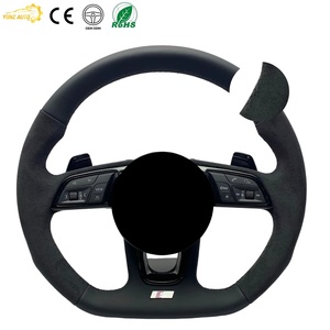 Volante Deportivo de Fibra de Carbono Premium, Volante de Carreras con Fondo Plano y Cuero Nappa Personalizado, Compatible con A3 <span class=keywords><strong>A4</strong></span> S4 A5 B8 - Product Image 1