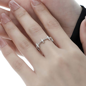 Cincin salib perak Sterling untuk wanita mode cincin bintang dapat diatur perhiasan indah unik kustom minimalis sederhana desainer pria - Product Image 5