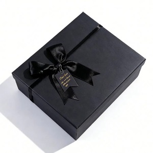 Caja de Regalo de Cartón Rígido Plegable de Papel Negro con Logotipo Personalizado de Lujo - Product Image 2