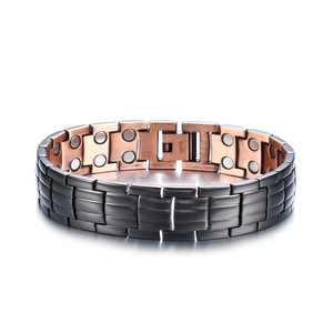 Pulsera de Cobre para Hombre, Estilo Europeo Americano, con Diseño de Cobre Rojo Antiguo, Tres Hileras de Imanes, Ideal para Regalo - Product Image 4