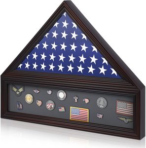 Cross-Border Wooden <strong>Flag</strong> Medal Storage Rack Ornaments Veterans <strong>Flag</strong> Shadow Box with Protective Cover <strong>Display</strong> Wood <strong>Engraving</strong> Type - Product Image 1