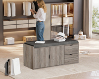 Banc de rangement gain de place pour couloir avec étagère à chaussures, assise rembourrée, organisateur de buanderie, tiroirs coulissants et étagère ouverte