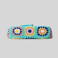 Sac bandoulière en coton fait main au crochet, motif grand-mère, fleur ajourée, fermeture éclair, collection Printemps-Été