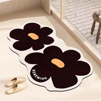 Tapis de sol de salle de bain rectangulaire au design moderne et durable, motif floral champêtre, en boue de diatomées, doux, absorbant l'eau et antidérapant