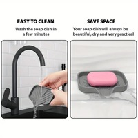 Support de Savon en Silicone Créatif avec Égouttoir et Plateau de Rangement, Porte-Éponge en Silicone, Boîte à Savon