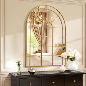 Grande <span class=keywords><strong>Specchio</strong></span> ad Arco Dorato Decorazione Murale Stile Fattoria, <span class=keywords><strong>Specchio</strong></span> Decorativo a Griglia per <span class=keywords><strong>Ingresso</strong></span>, Corridoio, Soggiorno - Product Image 2