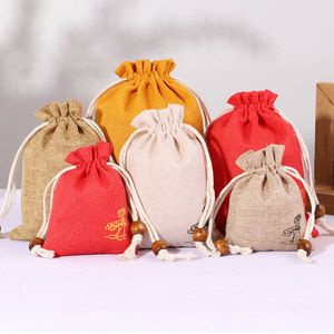 Bolsas de Compras de Lino Coloridas con Logotipo Personalizado, Bolsas de Regalo de Joyería con Cordón de Yute y Tela de Algodón para Empaque de Productos Textiles - Product Image 3