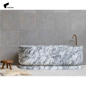 Tostone Arabescato Wit Marmer Ovale Vrijstaande Natuurstenen Badkuip Voor Thuis Villa Luxe Badkuip Wasruimte Decoratie - Product Image 2