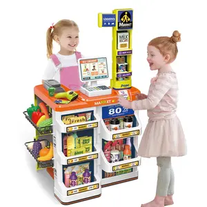 Samtoy simülasyon 60 adet elektrikli tarayıcı yazarkasa bakkal alışveriş süpermarket oyuncak Set çocuklar bakkal oyuncaklar oyna Pretend