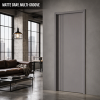 Porte intérieure en bois composite polymère insonorisant moderne OEM, finition placage, sur mesure pour hôtel commercial et appartement