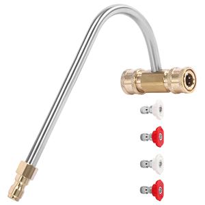 Accessoire de nettoyeur de gouttière pour nettoyeur haute pression <span class=keywords><strong>Baguette</strong></span> coudée à connexion rapide de 1/4 pouces pour le nettoyage de gouttière - Product Image 1