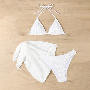 Bikinis brésiliens sexy Jacquard Mini maillots de bain Produits de qualité 3 cordes Bikini Mesh Beach Cover Up <span class=keywords><strong>Robe</strong></span> <span class=keywords><strong>blanche</strong></span> - Product Image 5