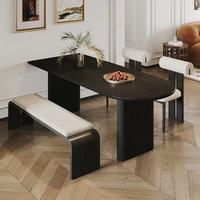 Vente directe d'usine, table à manger ovale en bois massif, style moderne minimaliste et luxueux, personnalisable, robuste, durable, écologique
