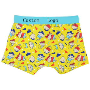 Super September MianDi Custom 100% giallo pastello in cotone piccolo nuovo mutandine stampate biancheria intima da uomo con Logo per gli uomini - Product Image 1