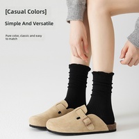 Chaussettes sans couture Fengmei en dentelle pour femme, à rayures verticales, en coton pur, absorbantes, couleur unie, sans coutures