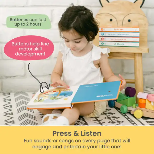 Modelo de libro interactivo creativo para niños, libro de música personalizado con voz, libro con sonido