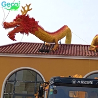 Statue de dragon chinois animatronique personnalisable Gecai, grand modèle de dragon oriental mécanique réaliste pour les toits et les sites touristiques