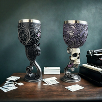 Gobelet à vin Dragon Rouge 3D, Calice en résine avec revêtement en acier inoxydable, Coupe décorative gothique médiévale pour Dungeons & Dragons