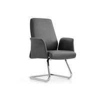 Salle de réunion moderne de luxe en acier inoxydable base incurvée chaise de conférence de bureau à dossier moyen chaise ergonomique en cuir PU