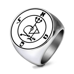 R502 Samael Sigil Lilith regina della notte simbolo talismano amuleto gioielli Laser inciso anelli in acciaio inossidabile - Product Image 2