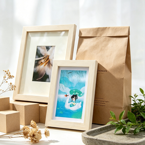 OEM Smoothly Sanded <b>Wooden</b> Picture <b>Frame</b> Square Decorative Wood <b>Frame</b> for Pictures Laser Printing Home Office Wall Display - Product Image 4
