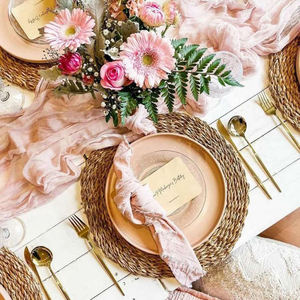 Haute qualité bohème blanc étamine chemin de Table Thanksgiving coton lin décoratif tissé impression pour la maison ou le mariage - Product Image 1