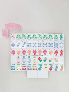 Juego de Mahjong Americano con Temática de Playa Tropical, Fichas de Mahjong Acrílicas con Diseños de Caballitos de Mar y Corales, Disponible en Stock - Product Image 4