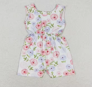 Mono de verano sin mangas para niñas pequeñas, mono de una pieza con estampado floral y arcoíris, traje de sol con bolsillos - Product Image 4