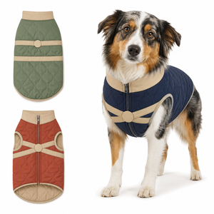 Gilet matelassé pour chien de couleur unie, vêtements d'hiver rembourrés pour chiens, style classique, matière polaire, lavable à la main - Product Image 1