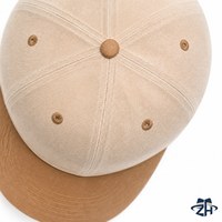 Casquette de baseball unisexe en velours côtelé bicolore, six panneaux, réglable, avec visière contrastante, logo brodé personnalisé, vente en gros
