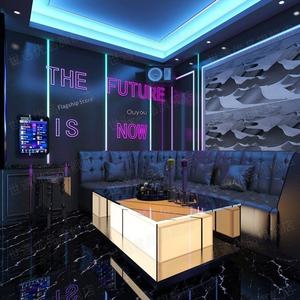 طاولة بار زجاجية مستطيلة مضيئة بأسلوب أوروبي فاخر للاستخدام في غرف الكاريوكي وقاعات الأفراح والنوادي، قابلة للتخصيص حسب الحجم - Product Image 4