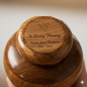 Urna Funeraria de Madera Estilo Antiguo con Superficie Pulida Redonda, Urna para Cenizas Humanas, Oferta Especial 2026 - Product Image 2