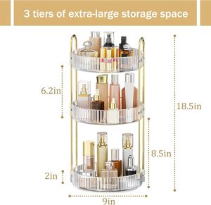 360 Degrees Rotating Makeup Perfume Organizer Injection Technics Eco-Friendly PET Material Multifunction Custom Logo Storage Box - Product Image 5